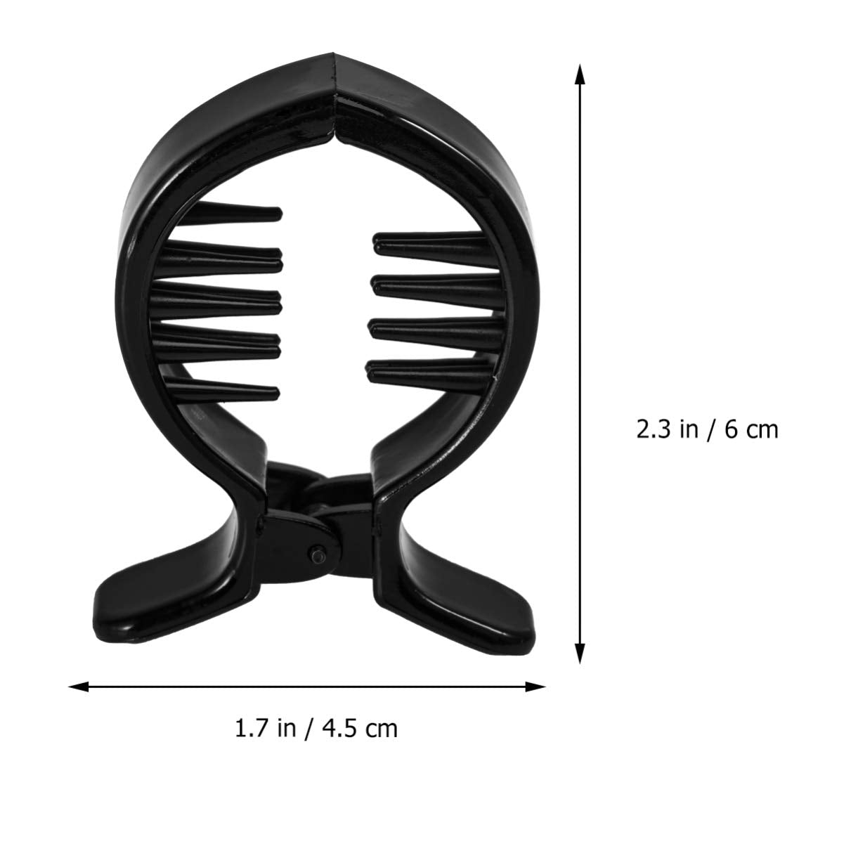 Lurrose 2pcs Round Inner Toothed Hair Clip Fish Tail Clip Ponytail Holder Strong Tension Hair Claw (Black)