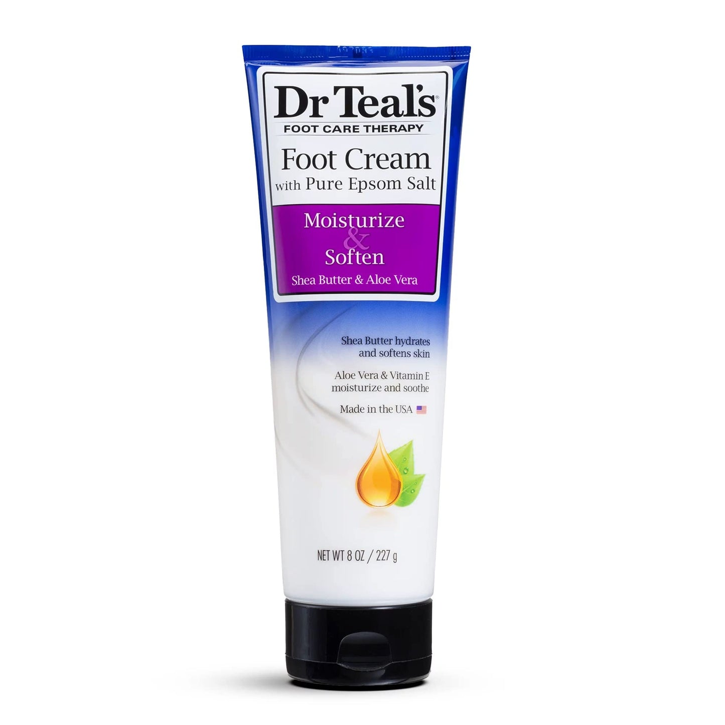 Dr. Teals Pure Epsom Salt Foot Cream Gift Set (4 Pack, 8oz Ea.) - Moisturize & Soften with Shea Butter & Aloe Vera Essential Oils - Eases Aches