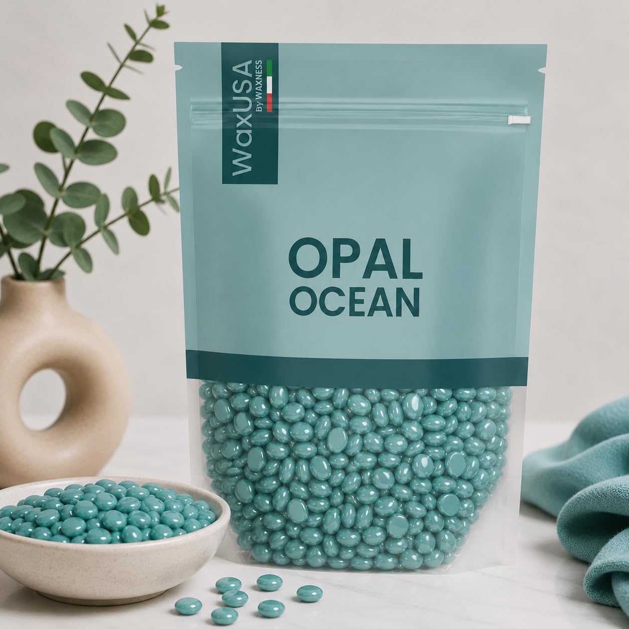 WaxUSA by Waxness Hard Wax Beads 1.67 lb (750g) Pack of 12 - Opal Ocean Demi-Creamy Texture - Professional Stripless Hair Removal - Made in Italy Beauty and Personal Care Waxness