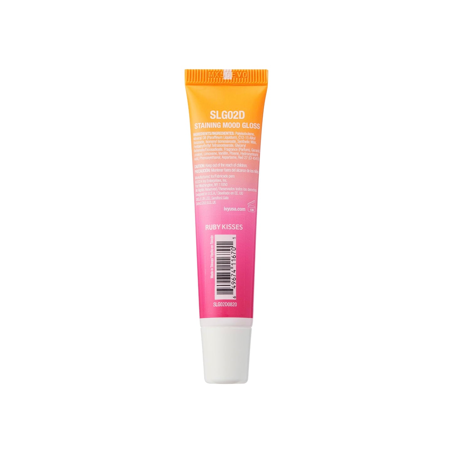 Ruby Kisses pH Lip Gloss, Intense Pink Tinted Lip Balm Stain, Mood Color Changing Lipstick with Mango Butter for Long-Lasting Hydration, Lightweight