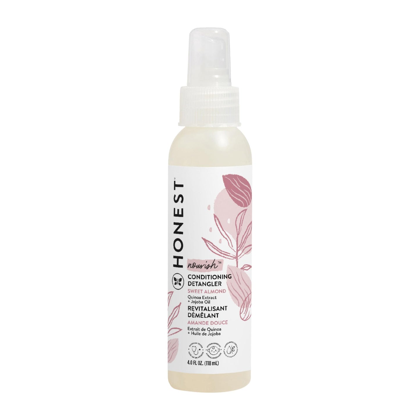 The Honest Company Conditioning Hair Detangler Leave-in Conditioner and Fortifying Spray, Tear Free, Cruelty-Free, Hypoallergenic, Almond Nourishing