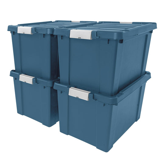 IRIS USA 20 Gallon Eco-Friendly Lockable Storage Bins with Lids, 4 Pack - Made in USA, Heavy Duty, Stackable Containers, Garage Organizing Bins…
