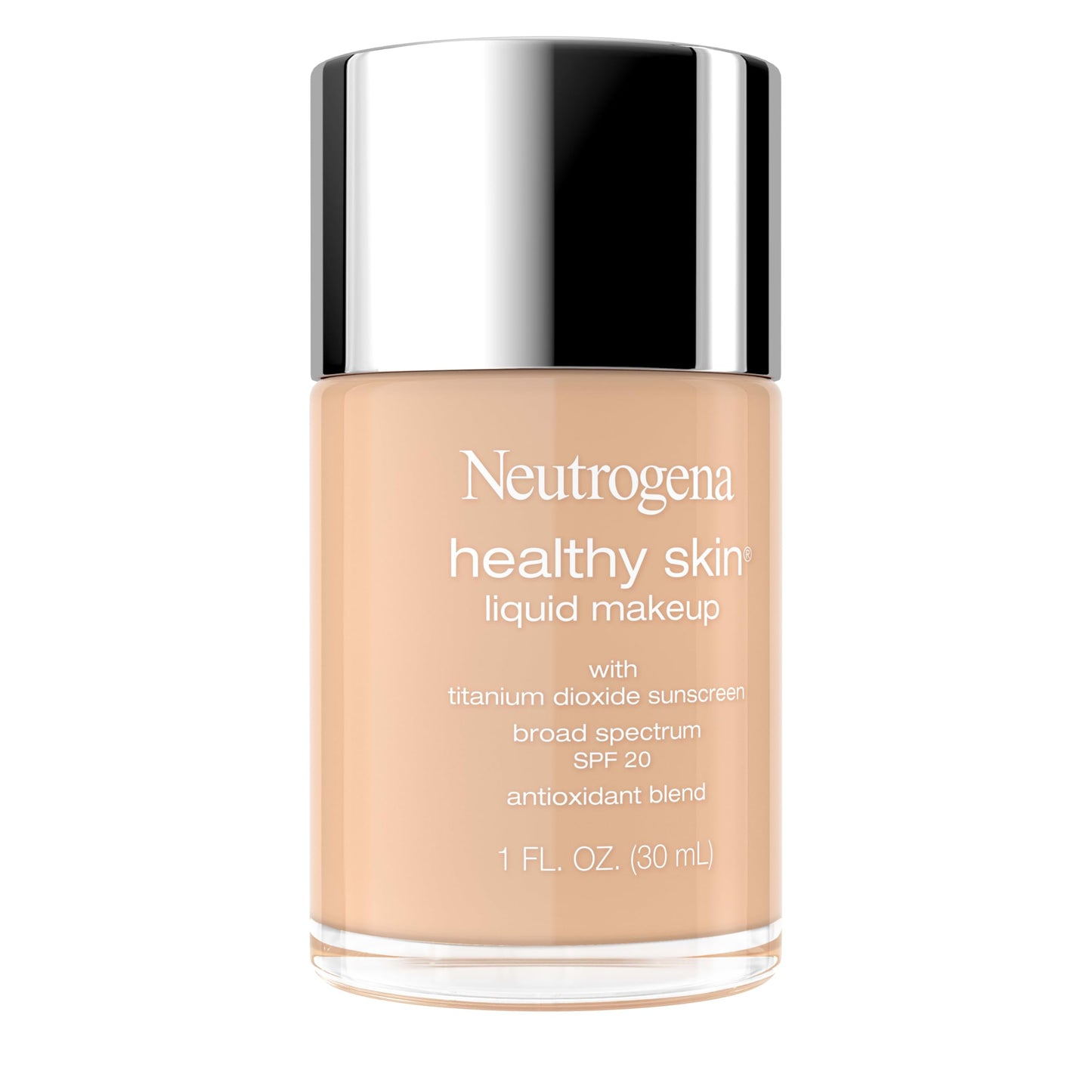 Neutrogena Healthy Skin Liquid Foundation Makeup Broad Spectrum SPF 20 Sunscreen, Medium Coverage, Vit B5, Antioxidants, All Day Wear, Cool Nude 220C