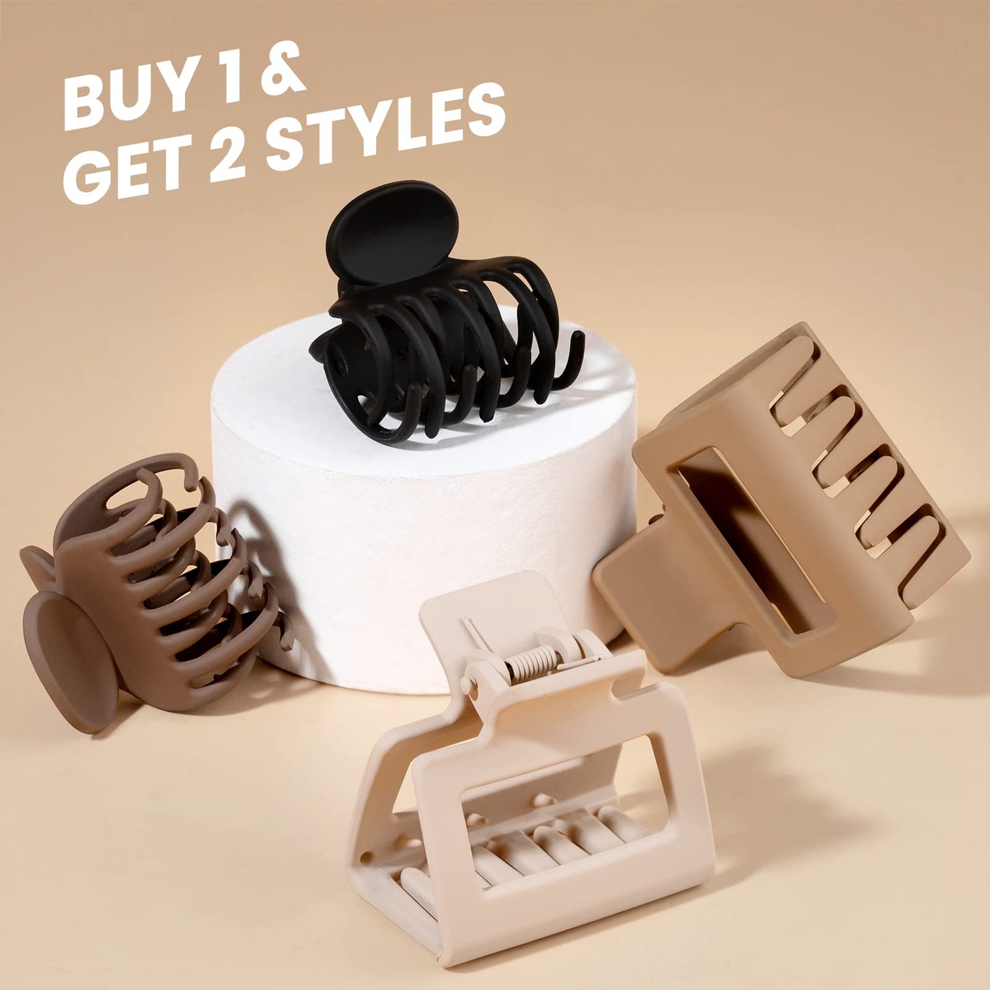 DEPOKA Matte Hair Clips for Women and Girls - Rectangle and Double Row Small Claw Clips for Thin/Medium Fine Hair - Nonslip Jaw Clips (Beige, Khaki Beauty and Personal Care DEPOKA