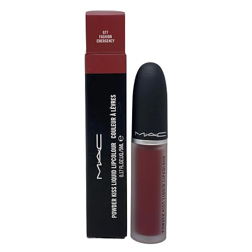 MAC Cosmetics Powder Kiss Liquid Lipcolour - 977 Fashion Emergency (Intense rose brown) .17 oz / 5 ml