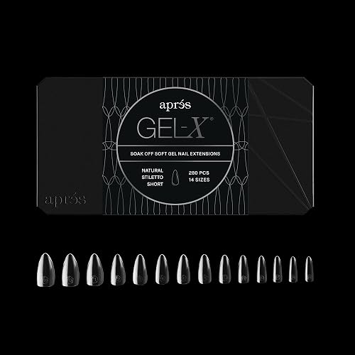 Apres Gel-X® Stiletto Box of Nail Tips | 280 Gel-X Tips, Soft Gel Tips, 14 Sizes 00-9 | Half-sizes Included (Natural Stiletto Short, 280 Count) Beauty & Personal Care APRÉS