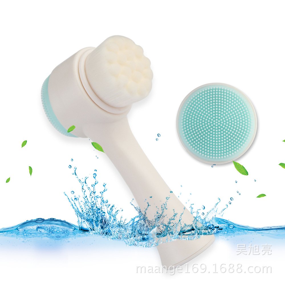 2 in 1 Face Brush - Double Sided Facial Cleansing Brush with Silicone Cleansing Side and Soft Bristles for Washing, Exfoliating and Massaging Your