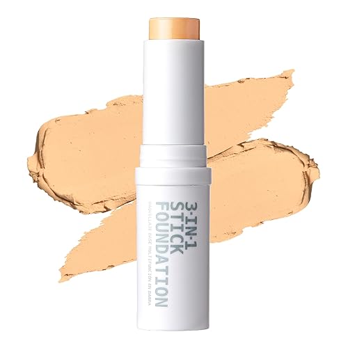 Ruby Kisses Natural Full Coverage 3-In-1 Stick Foundation, Easy to Apply, Hydrating, Lightweight, Long Lasting, Concealer and Contour Stick for Face Makeup (Ivory)