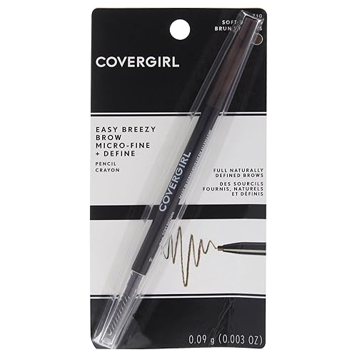 COVERGIRL Easy Breezy Brow Micro-Fine and Define Pencil, Soft Brown, 0.03 Pound , Brown Eyebrow Pencil, No Sharpening Needed, Built in Spoolie, Safe…