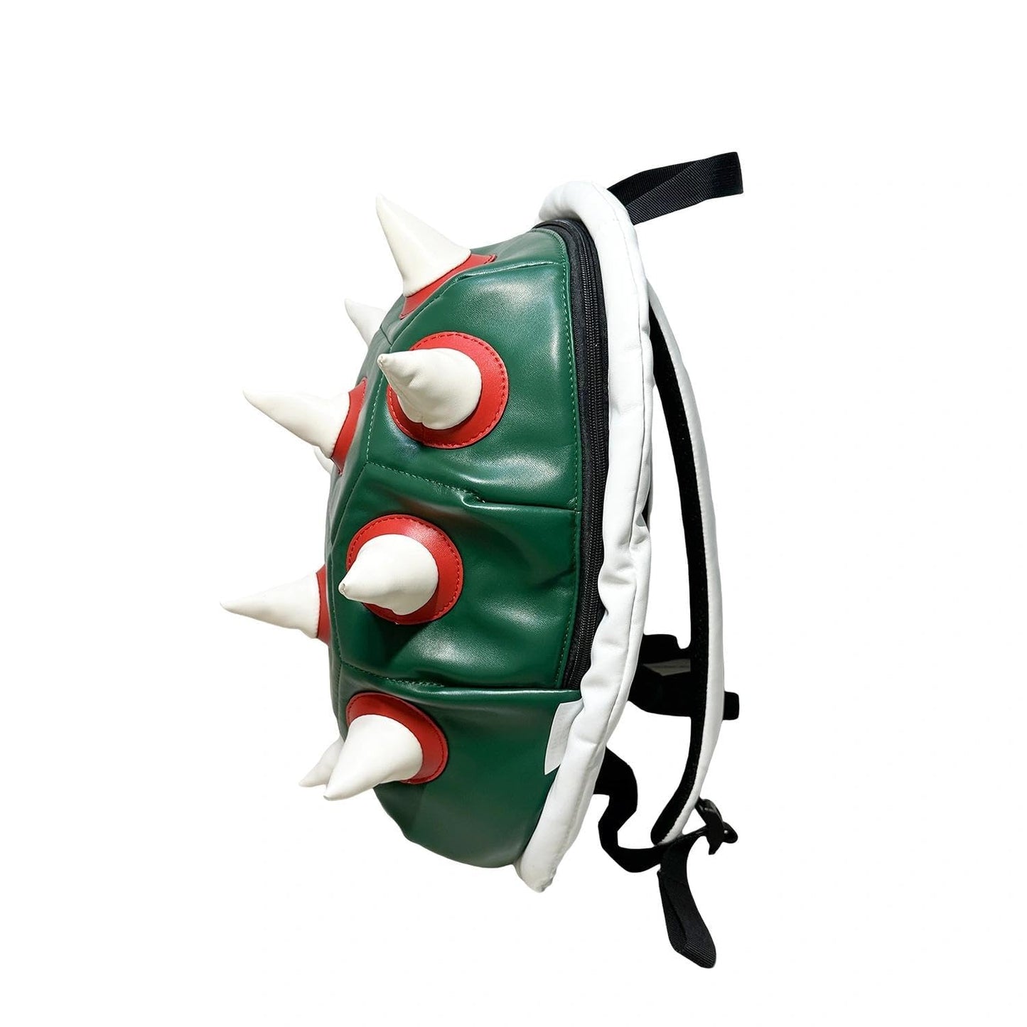 Bowsette Koopa Cosplay Props White Spiked Laptop Backpack, 14 Inch,Green Turtle Shell Cosplay Backpack
