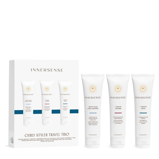 INNERSENSE Organic Beauty - Curly Styler Travel Trio | Non-Toxic, Cruelty-Free Haircare (I Create Hold, I Create Volume, Quiet Calm Curl Control)