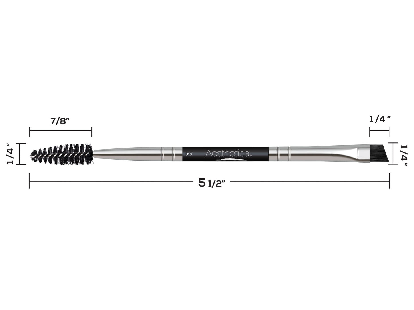 Aesthetica Pro Series Double Ended Eyebrow Brush & Spoolie - Angled Brow Brush for Precision Application & Blending of Eye Brow Powders, Waxes & Gels