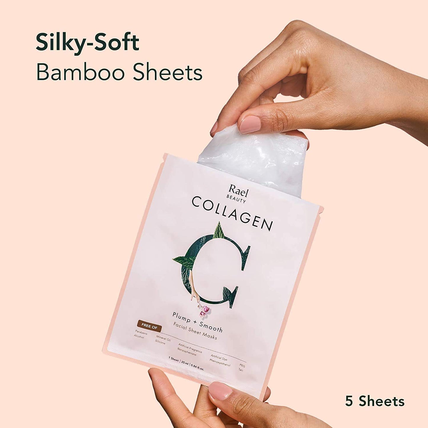 Rael Bamboo Face Sheet Masks, Daily Hydration Skincare (Collagen, 20 Ct) Beauty and Personal Care Rael
