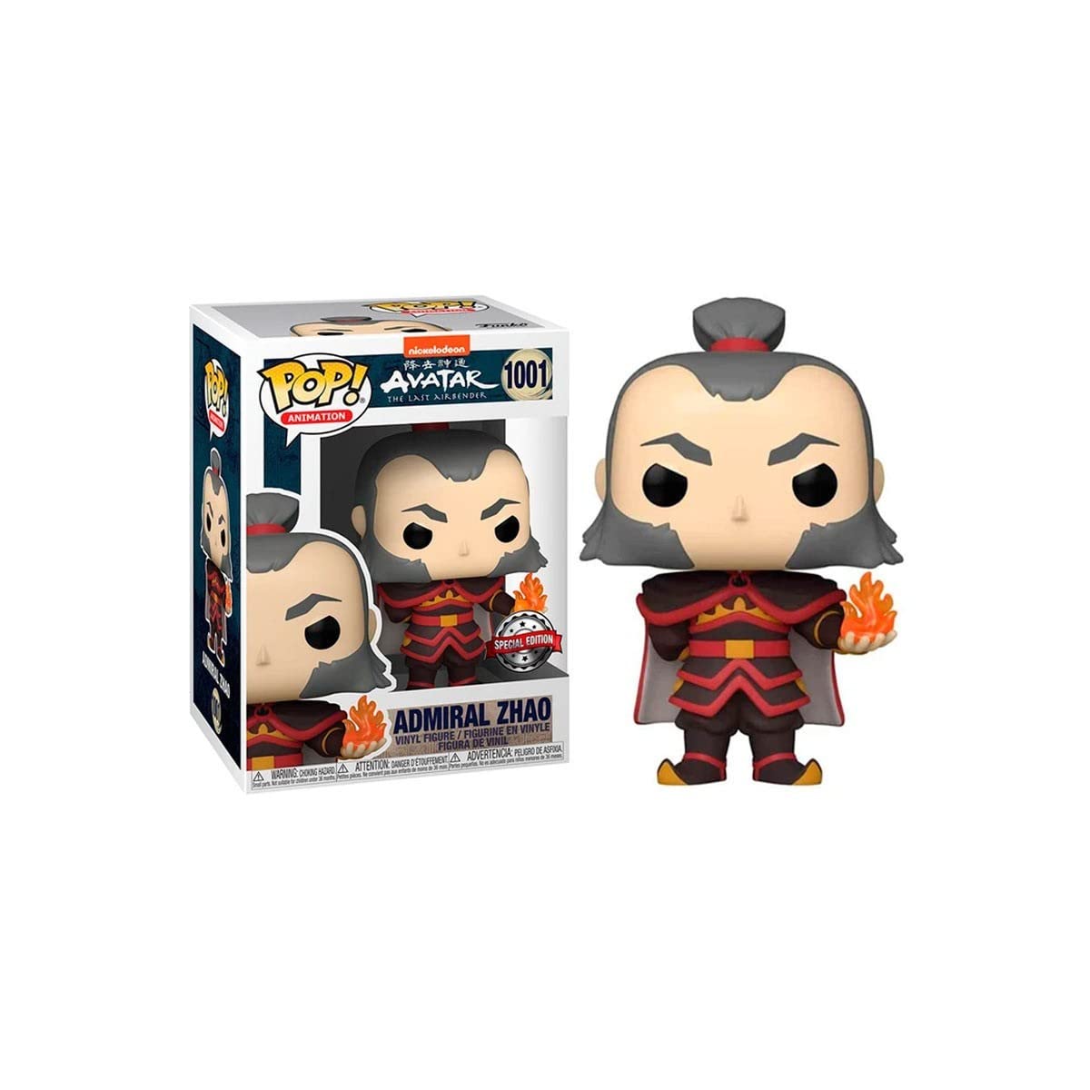 Funko POP Animation: Avatar - Admiral Zhao with Glow in The Dark Fireball, Amazon Exclusive, Multicolor