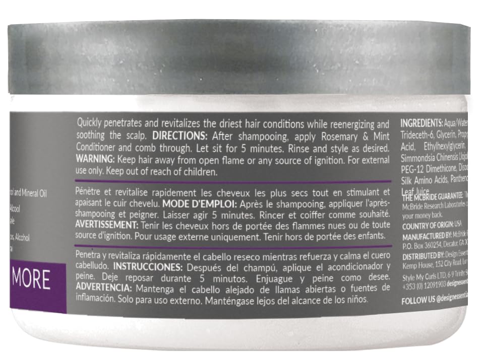 Design Essentials Rosemary & Mint Stimulating Super Moisturizing Conditioner for Dry, Thick, or Brittle Hair; Sulfate-Free, Stimulates Scalp