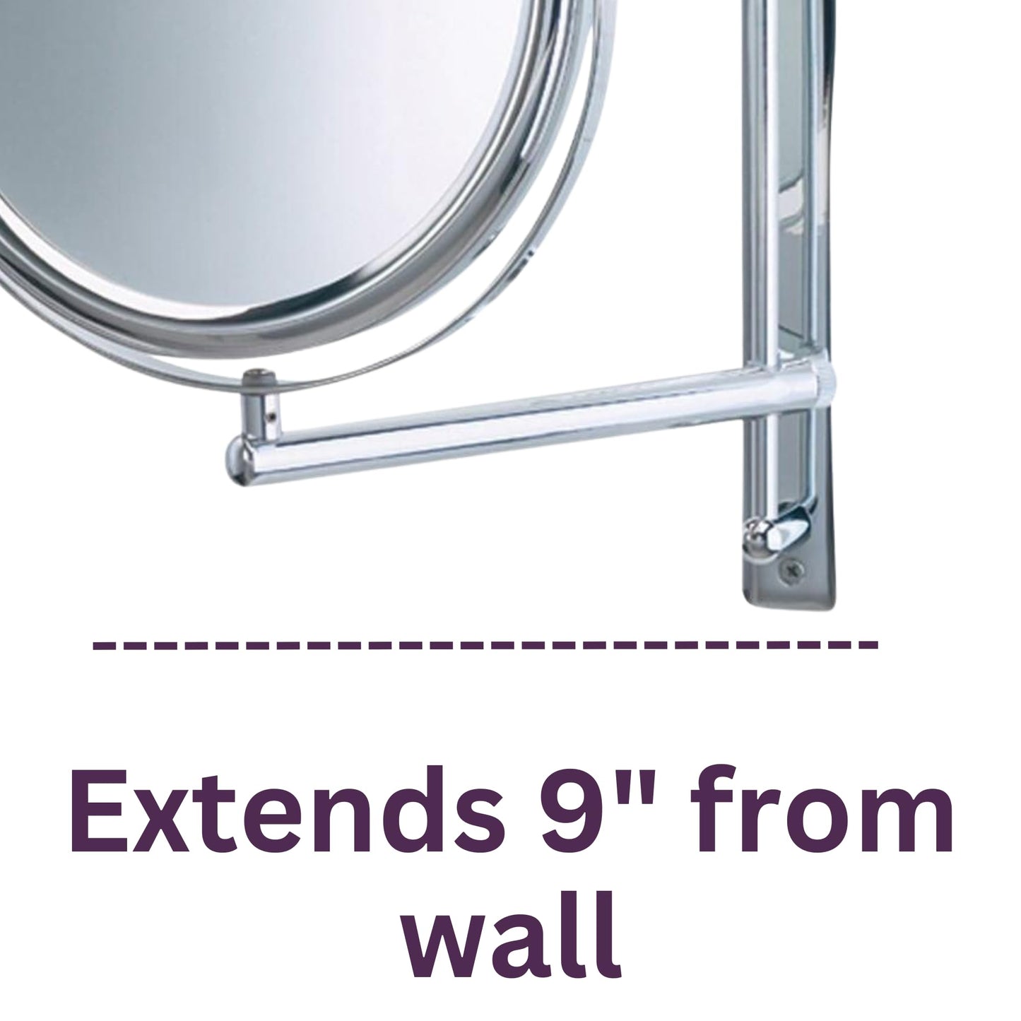JERDON Two-Sided Wall-Mounted Makeup Mirror with 3X-1X Magnification -9” Diameter Mirror Extends 9” - Polished Chrome Finish - Model JP3030CF