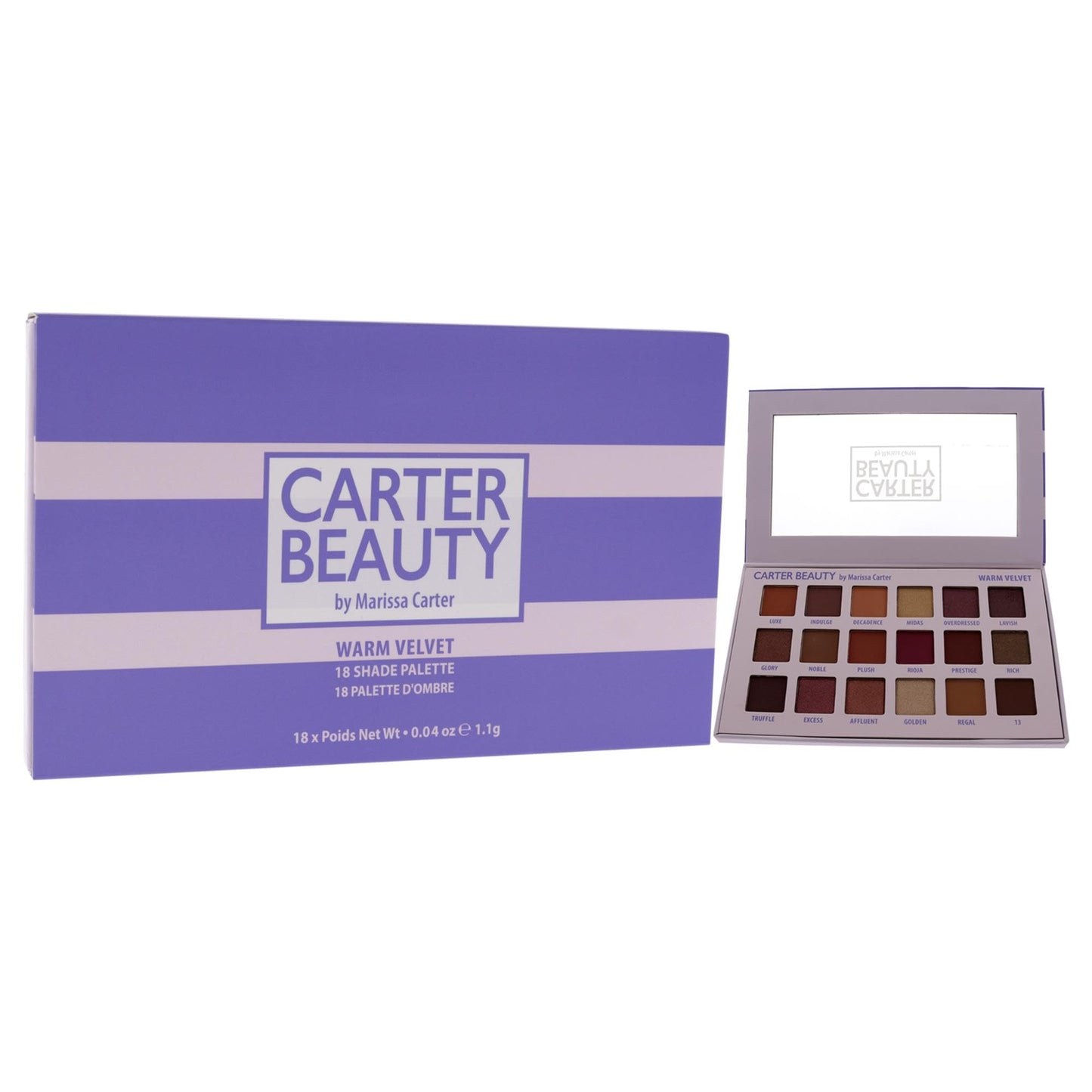 Carter Beauty 18 Shade Palette - Warm Velvet Palette For Women - The Ultimate Glam Eyeshadow Collection For Versatile Eye Looks - Bendable Matte…