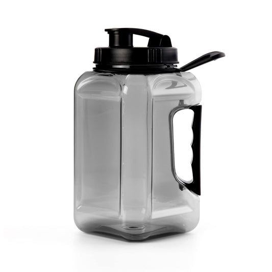 SASRBOBI Half Gallon Water Jug Bottle Large Sports Water Bottle Water Jug With Time Marker BPA Free Reusable Gym Sports Outdoor 64oz Grey