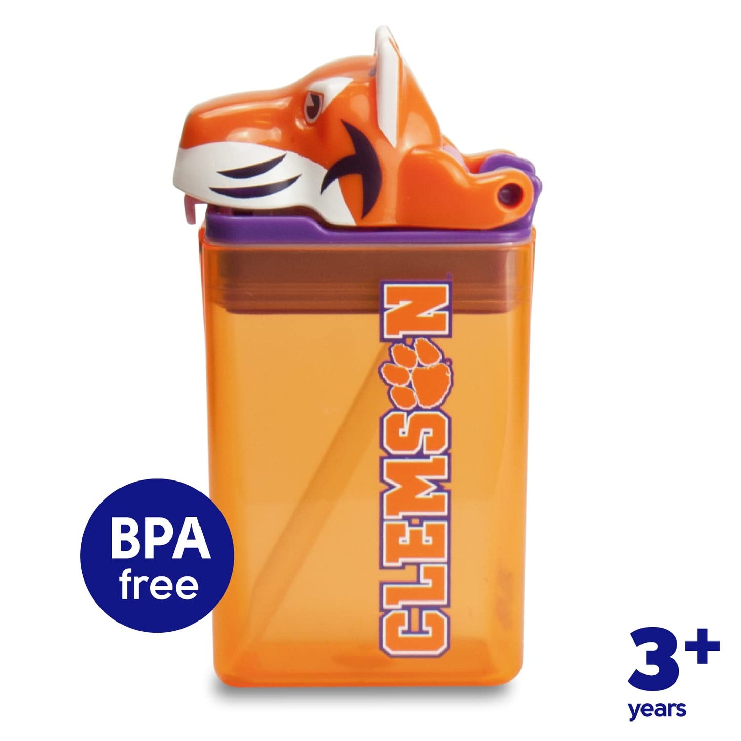 FUNTOPS Reusable Water Bottle | Officially Licensed NCAA Sports Bottle | BPA Free | Dishwasher Safe | The Clemson Tiger Mascot | 8 oz Drink