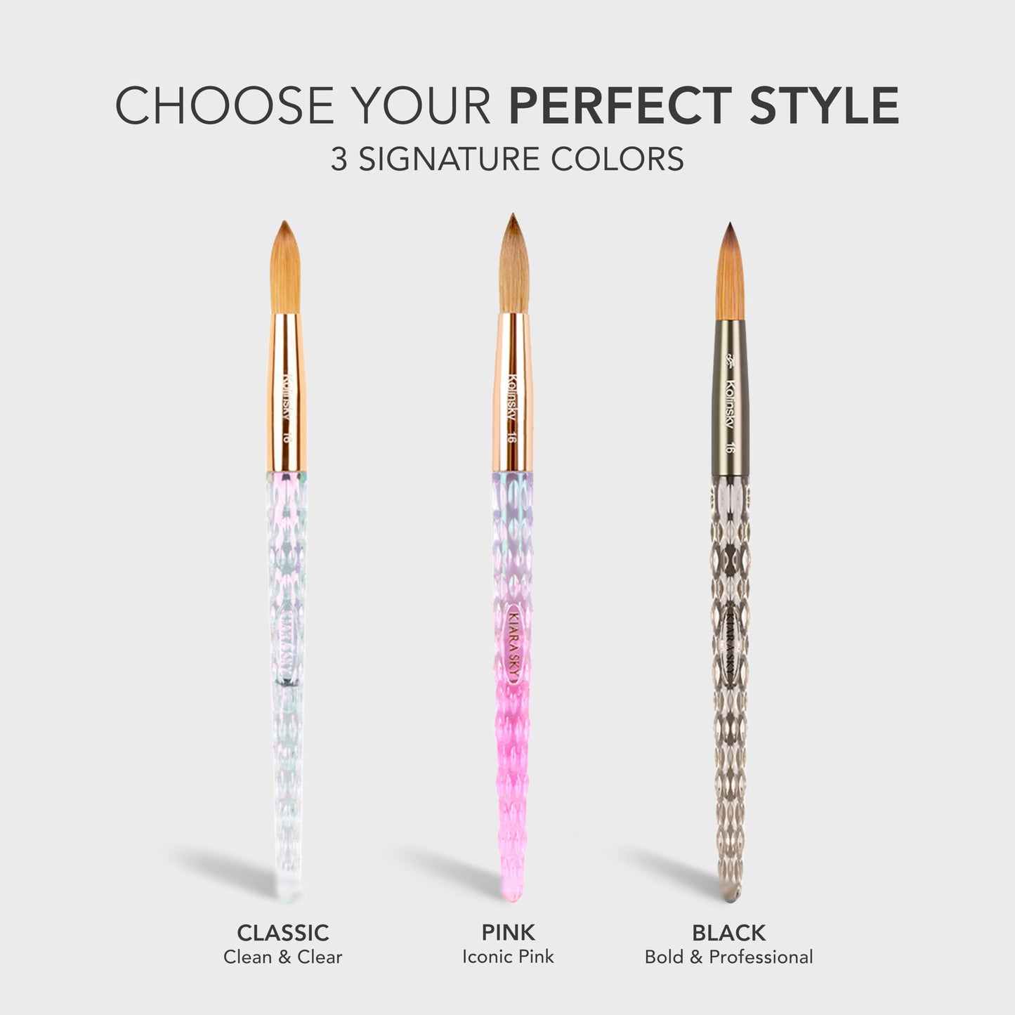 Kiara Sky Kolinsky Acrylic Nail Brush #18 - Pure Kolinsky Sable Hair, Black Crystal Handle, Acetone Resistant, for Acrylic Application, Extensions Beauty & Personal Care KIARA SKY