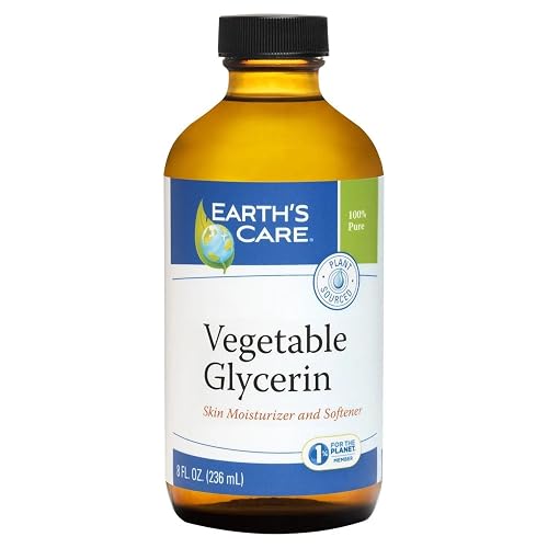 Earth's Care Vegetable Glycerin, 100% Pure Liquid Glycerine for Hair, Skin and DIY Projects, Glass Bottle, 8 FL. OZ.