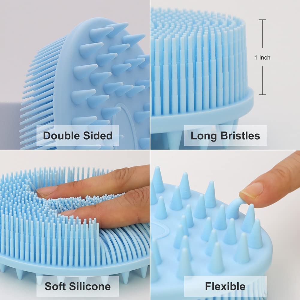 Upgrade 2 in 1 Bath and Shampoo Body Brush, Silicone Body Scrubber for Use in Shower, Exfoliating Body Brush, Premium Silicone Loofah, Head Scrubber