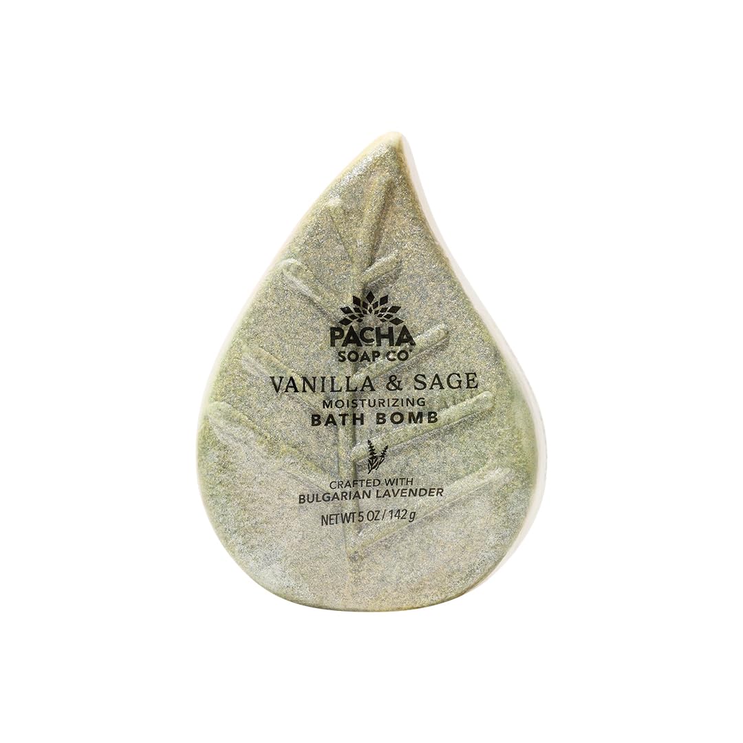 Pacha SOAP Bath Bomb 3 Pack, Nourishing, Moisturizing, Vanilla & Sage, Clean Ingredients & Handcrafted in The USA, 5 oz Each