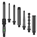 PARWIN PRO BEAUTY 7 in 1 Curling Iron Wand Set,Dual Voltage Curling Wand with 7 Interchangeable Diamond Ceramic Hair Curler Wands with LCD Temperature