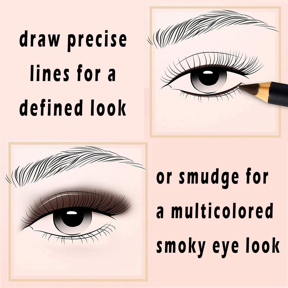 Linble Eye Liner Pencil Set - 12 Assorted Colors Natural Matte Long Lasting Hypoallergenic Eyeliners Eye Makeup Soft Crayon Pencils (Black Gray Brown Beauty & Personal Care Linble