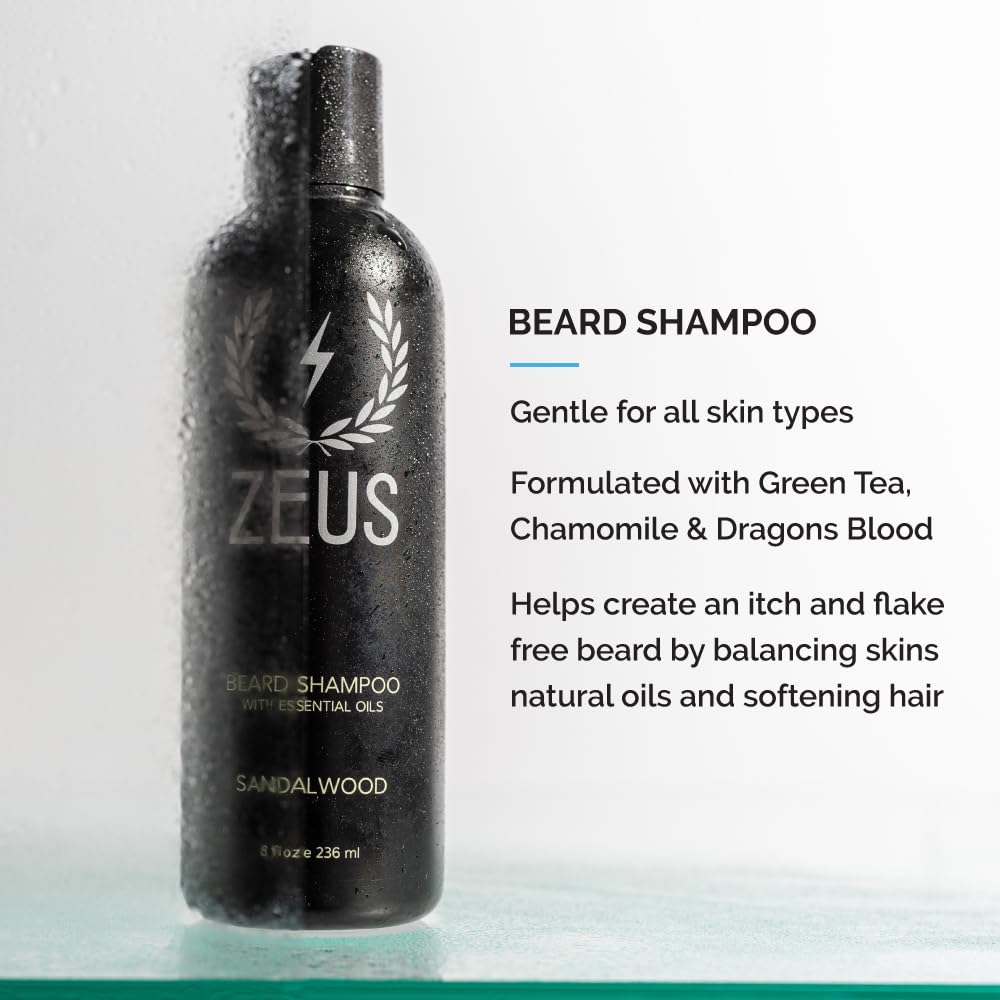 ZEUS Starter Beard Wash & Beard Oil Kit for Men, Softens, Hydrates & Moisturizes Facial Hair, Promotes Healthy Growth & Shine (Made In USA) Verbena