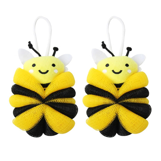 Ximimark 2 pcs Bee Loofah Sponge Cartoon Bee Bath Sponge Shower Sponge Balls Shower Washing Exfoliating Beauty and Personal Care Ximimark