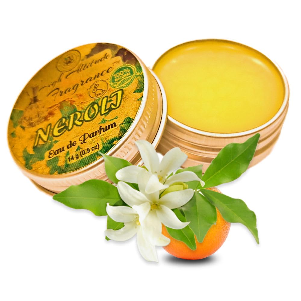 NEROLI Perfume - Eau de Parfum - Solid Balm - Natural Essential Oils Aromatherapy Fragrance (Orange Blossoms, Citrus Aurantium, Tuberose, Mandarin