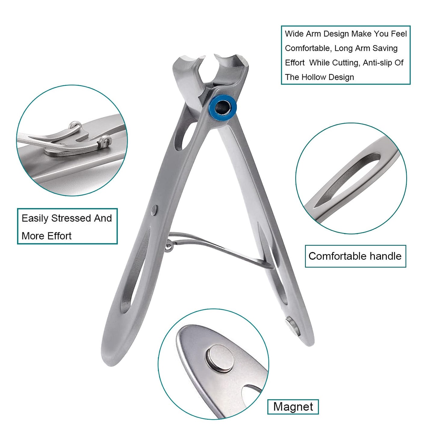 VOGARB Large and Small Nail Clippers Set, Toenail Clippers for Thick Toenails, Wide Jaw Opening Heavy Duty Stainless Steel Toe Nail Clippers