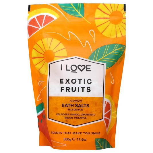 I Love Exotic Fruits Scented Bath Salts - Moisturizing Bath Soak for Dry Skin - Skin-Softening Bath Salts - Invigorating Citrus Fragrance - 17.6 oz Beauty and Personal Care I LOVE