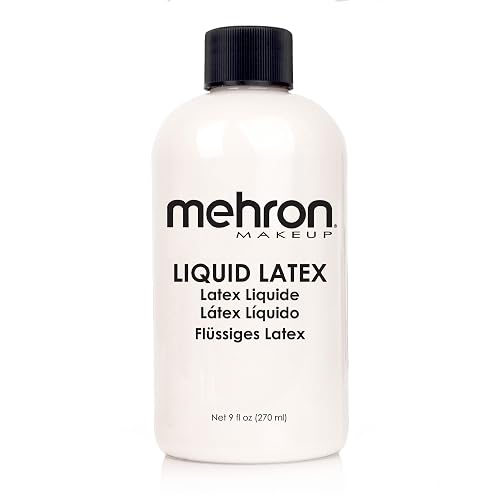 Mehron Makeup Liquid Latex | SFX Makeup | Halloween | Latex Glue for Skin | Prosthetic Glue 9 fl oz (266 ml) (Clear Flesh)
