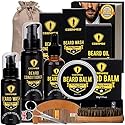 Ceenwes Upgraded Beard Grooming Kit - Conditioner, Oil, Brush, Comb, Balm, Scissors, Storage Bag for Beard and Mustache Trimming, Perfect Men's Gift