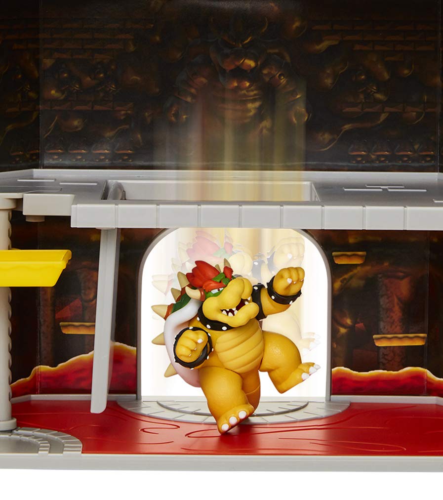 Super Mario Nintendo Deluxe Bowser's Castle Playset with 2.5" Exclusive Articulated Bowser Action Figure, Interactive Play Set with Authentic in-Game…