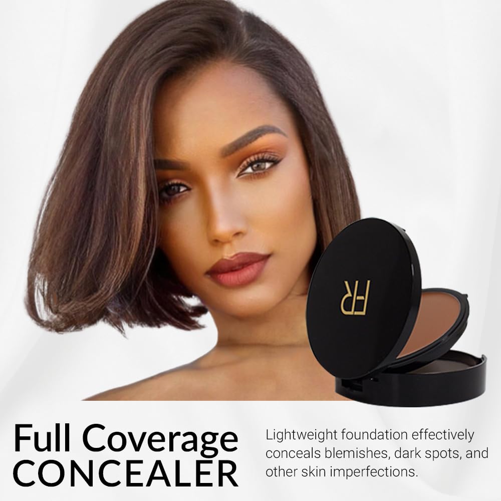 Cream To Powder Foundation by Flori Roberts, Full Coverage for Women of Color or Deeper Skin Tones, Long Lasting Makeup, Matte Finish, Covers Uneven