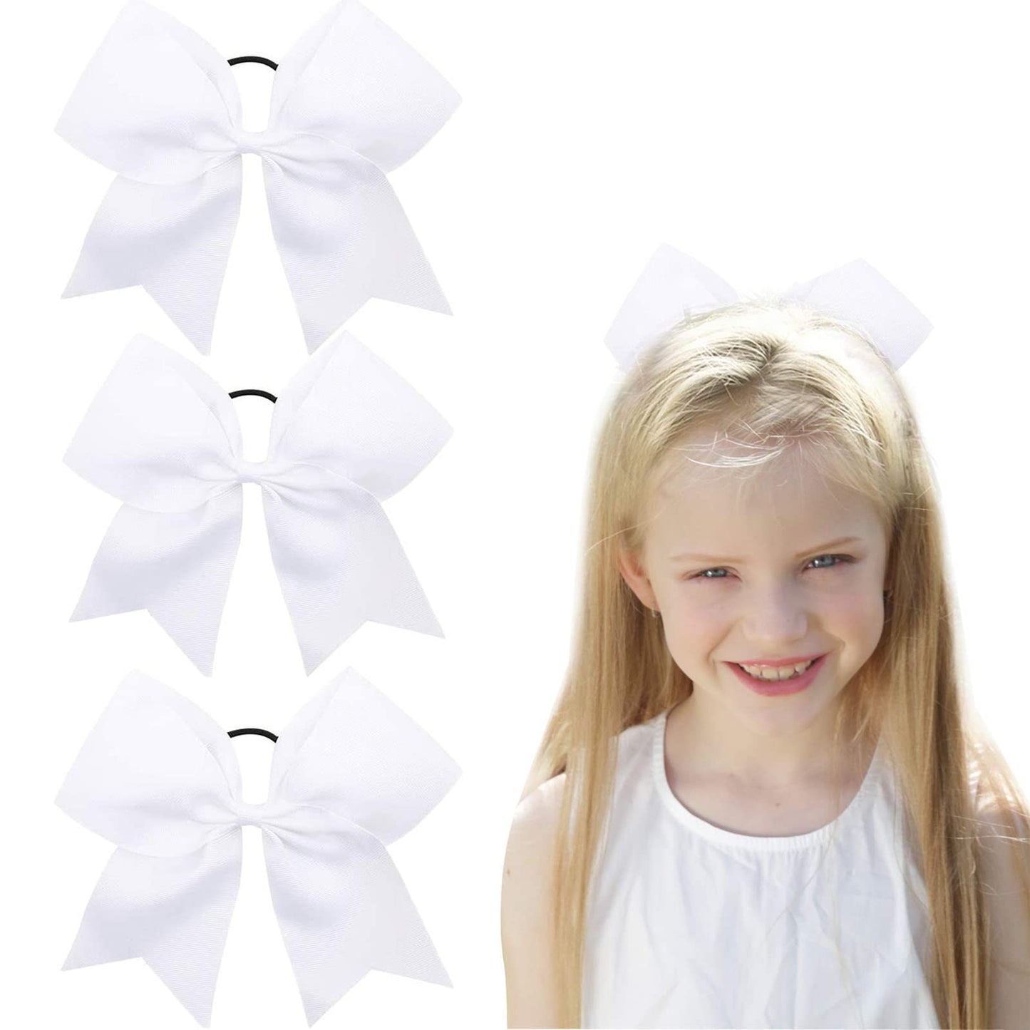 Oaoleer 8inch Jumbo Large Cheer Bows Ponytail Holder Elastic Band Handmade Boutique Hair Accessories for Cheerleading Teen Girls College Women Sports