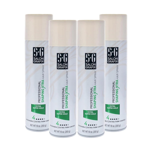 Salon Grafix Shaping Hair Spray - Brushable and Freshly Scented Hairspray for Women and Men - Professional Quality Result - Extra Super Hold - 4 pc