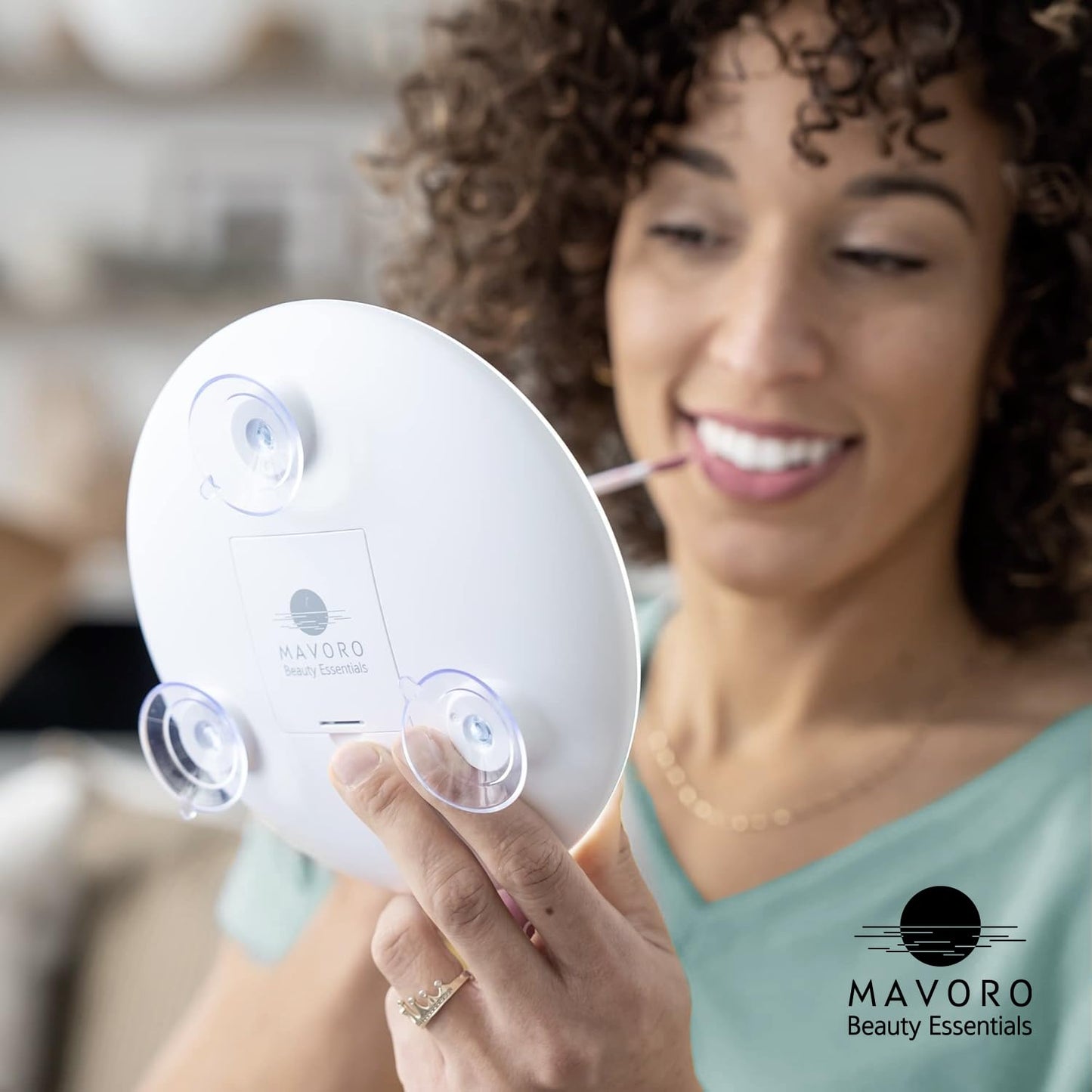 Mavoro 6.8" LED Magnifying Mirror with 3 Strong Suction Cups | 10X Magnification | Portable Lighted Travel Makeup & Cosmetic Mirror with Light (4 AAA