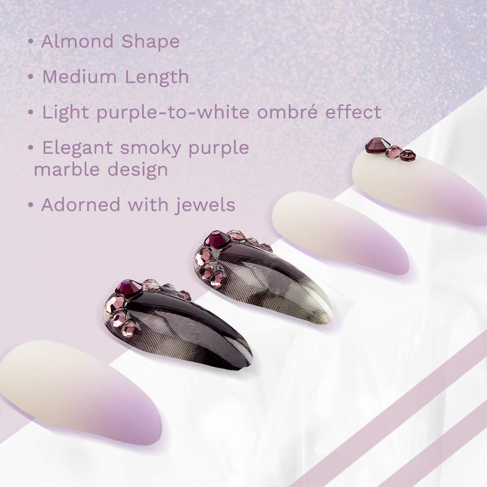 Ardell Nail Addict Premium Artificial Nail Set, Marble Purple Ombré Beauty & Personal Care Ardell