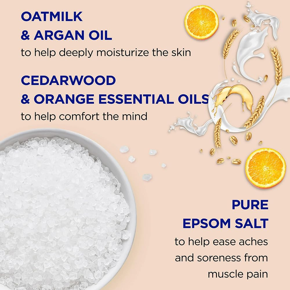 Dr Teal's Foaming Bath with Pure Epsom Salt, Soothe & Comfort with Oat Milk & Argan Oil, 34 fl oz