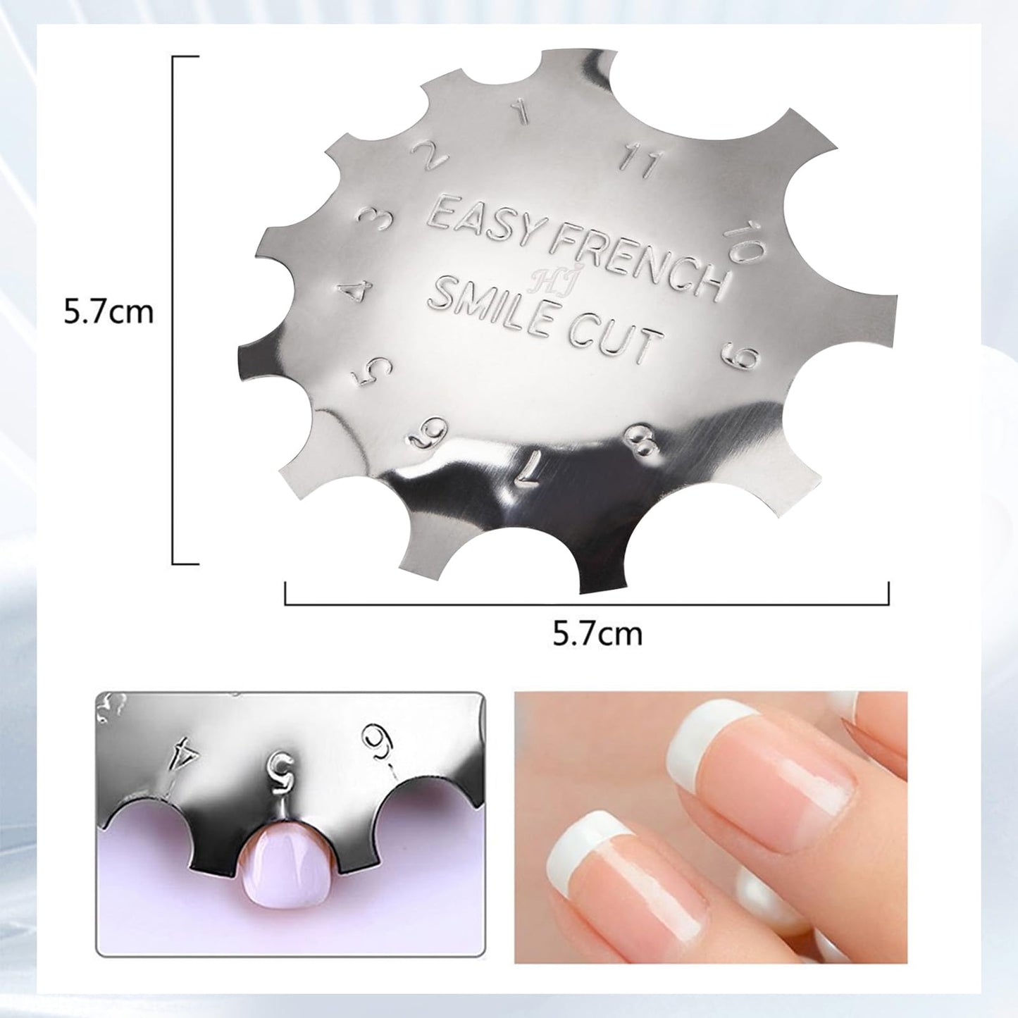 C-Shade Easy French Smile Line Nail Art Manicure Edge Trimmer Nail Cutter Acrylic Tool with 11 Sizes-FS01