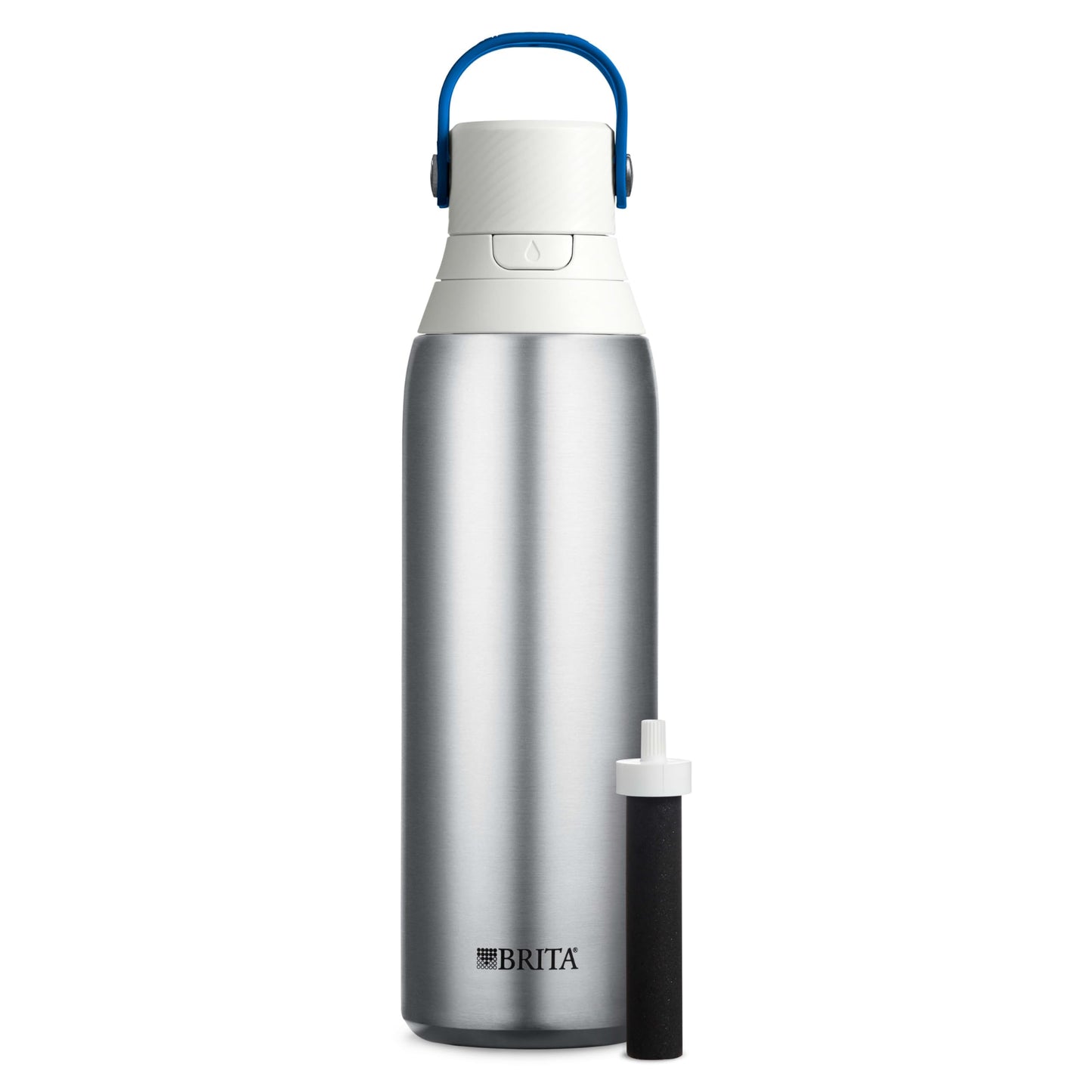 Brita Stainless Steel Premium Filtering Water Bottle, BPA-Free, Replaces 300 Plastic Water Bottles, Filter Lasts 2 Months or 40 Gallons, Includes 1