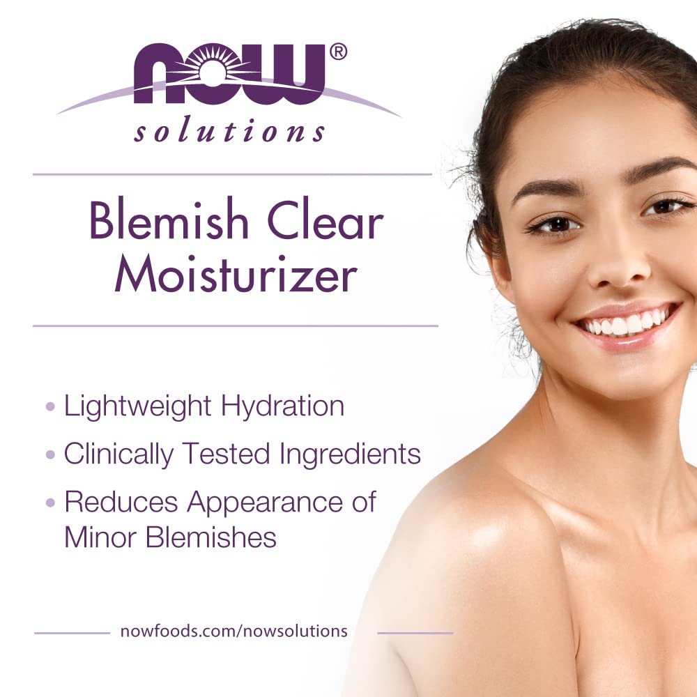 NOW Foods Solutions, Blemish Clear Moisturizer, Improves Appearance With Skin Texture and Tone With Light-Weight Hydration, 2-Ounce