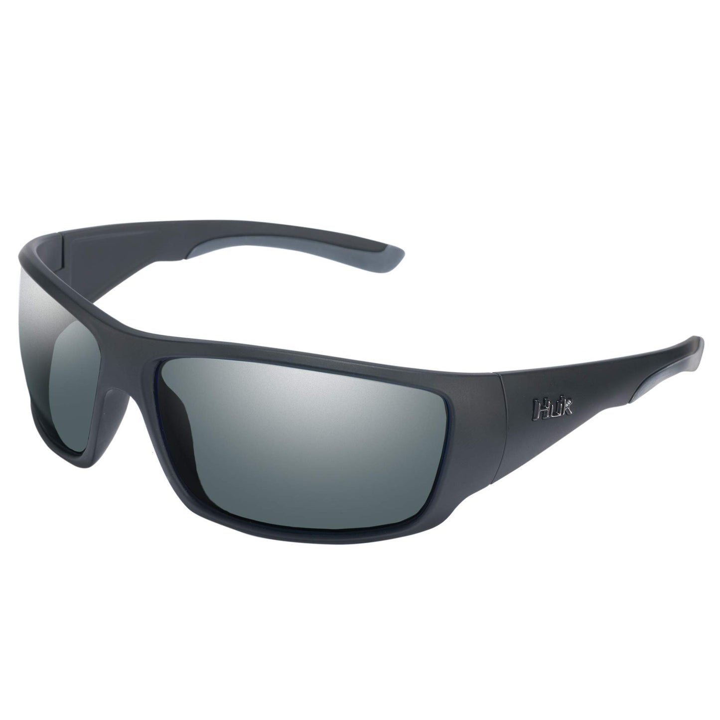 HUK Sunglasses, Polarized Lens Eyewear with Performance Frames, Fishing, Sports & Outdoors Sunglasses, (Spearpoint) Gray / Matte Black, Medium/Large