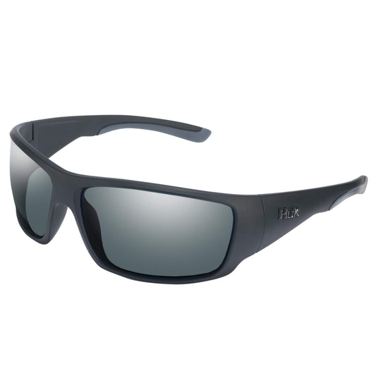 HUK Sunglasses, Polarized Lens Eyewear with Performance Frames, Fishing, Sports & Outdoors Sunglasses, (Spearpoint) Gray / Matte Black, Medium/Large