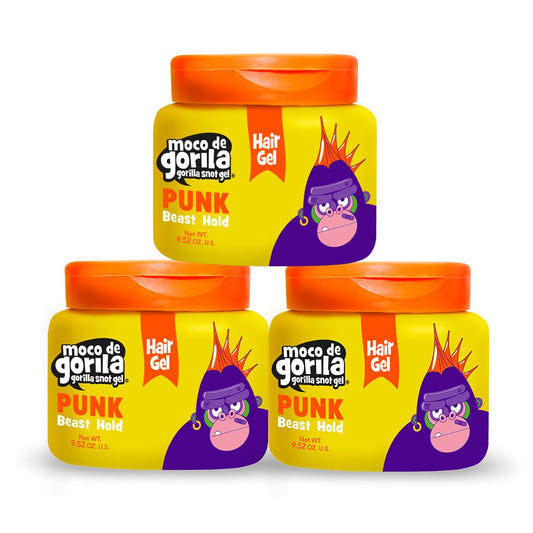Moco de Gorila Punk, Hair Styling Gel, Gives your Hairstyle a Long-Lasting Effect, Reactivate with Water, High Fixation, 3-Pack of 9.52 Oz Each, 3