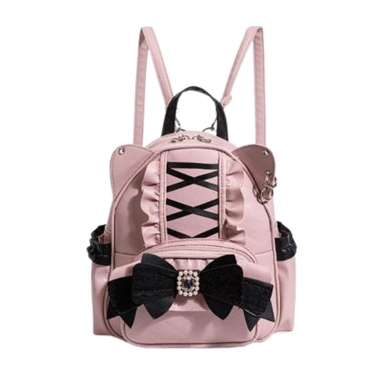 Pokn Jirai Kei Kawaii Bag Gothic Cute Bag Mini Leather Backpack Fashion Small Daypacks Purse for Women Cutecore (Pink)